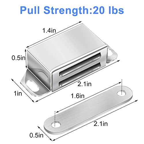 Strong Cabinet Magnets for Closure 20 lbs 4 Pack - Pet-Proof Your Closet - color: Silver, size: 20lbs x 4