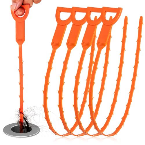 Drain Snake Clog Remover - 4 Pack 20 Inch Flexible Hair Tool - style: Drain Snake 4pcs