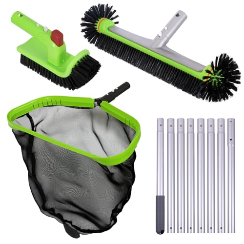 Sepetrel Pool Cleaning Kit with 10.5 FT Pole,Pool Maintenance Set - size: Aluminum Frame Rake With Pole