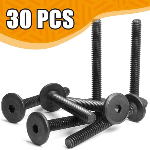 Biaungdo Flat Head Allen Bolts, 1/4-20 x 2 Inch, Black, 30 Pcs | Socket Cap Screws Joint Connecting Bolts Countersunk Screws Bolts for Furniture, Fully Threaded - size: 1/4-20 x 2 Inch