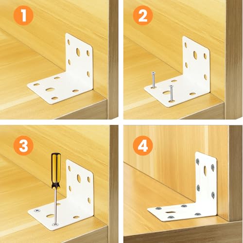 Alise 10 Pack White 2x2in L Brackets Heavy Duty Metal for Wood Furniture - color: White, size: (10P) 2X2 inch
