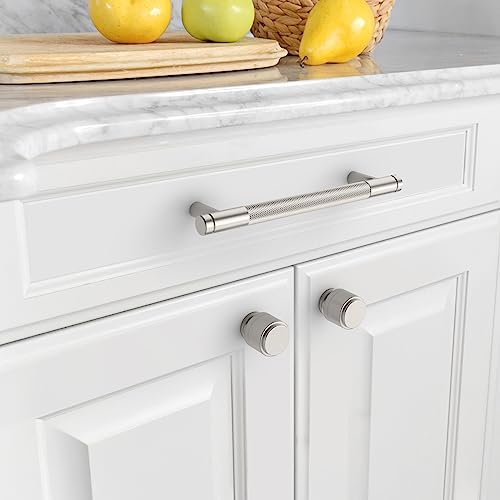 Asidrama 10 Pack Brushed Satin Nickel Kitchen Cabinet Knobs - Knurled Dresser Drawer Cabinet Hardware Zinc Knobs for Dresser Drawers - color: Brushed Satin Nickel, style: 10 Pack