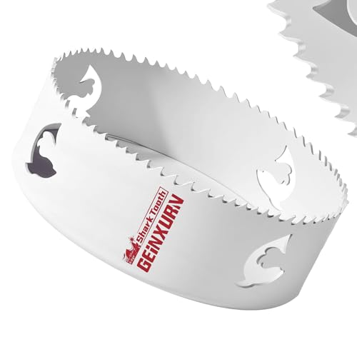 Geinxurn 5 Inch(127mm) Hole Saw, 1PC HSS Bi-Metal Hole Saw Kit with Shark Tooth Hole Cutter for Wood,Drywall, PVC Boards and Thin Metal - color: 1 PCS 5"