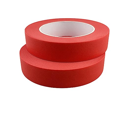 Red Masking Tape, 1 Inch x 55 Yards, 2 Rolls - color: Red