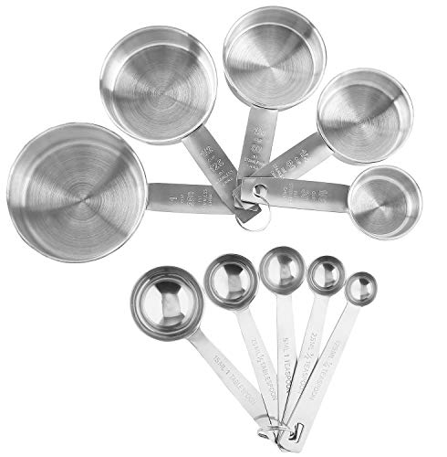 Laxinis World Stainless Steel Measuring Cups and Spoons Set, 10-Piece