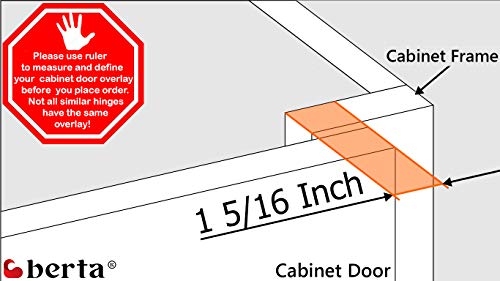 Berta (10 pcs) 1 5/16" Overlay Cabinet Door Hinges, 90 Degree Restricted Opening Angle Soft Closing Face Frame Hinges, 6-Ways 3-Cam Adjustment, Concealed Kitchen Cabinet Door Hinges with Screws - size: 1 5/16" Overlay