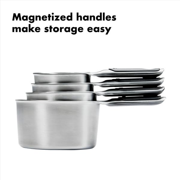 OXO Good Grips 4 Piece Stainless Steel Measuring Cups with Magnetic Snaps - size: 4 count, style: Cups