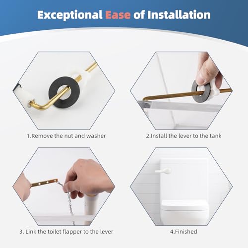 iFealClear Universal Metal Toilet Handle Replacement Kit, Front Mount Toilet Tank Flush Lever with Stainless Steel Chain, Fits Most Toilets, White - color: White, style: Front Mount Design
