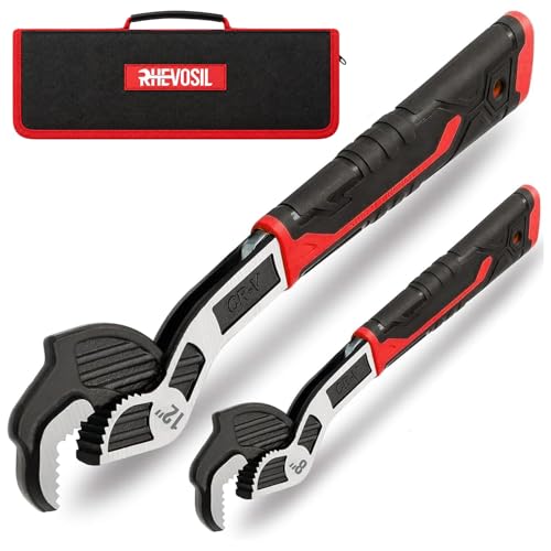 2 Pack 8" & 12" Self-Adjusting Pipe Wrench Set - color: 8”+12”