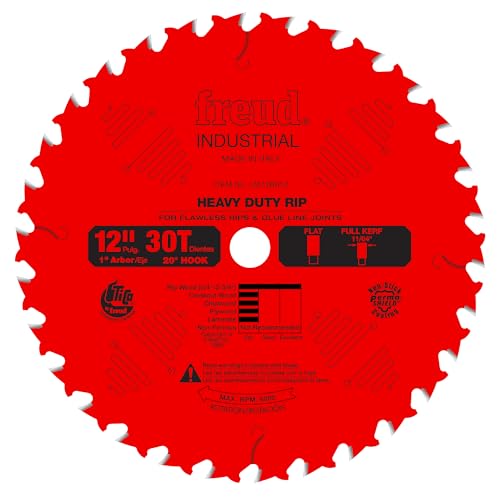 Freud LM72R012 12" Heavy-Duty Rip Blade, Multi, One Size - style: 12-Inch 30 Tooth FTG Glue Line Ripping Saw Blade with 1-Inch Arbor and PermaShield Coating