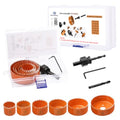 9-Piece Hole Saw Kit 32-76mm with Mandrels & Case for Wood, PVC, Plywood - color: Orange