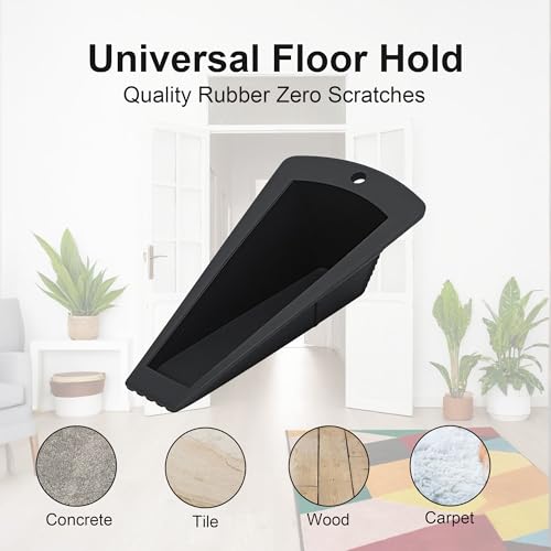 Heavy Duty Door Stopper - 2 Pack Rubber Non-Marring Door Stop for Large Gaps, 2Inch Tall Height Floor Mounted Doorstop with Strong Support for Home & Commercial Use