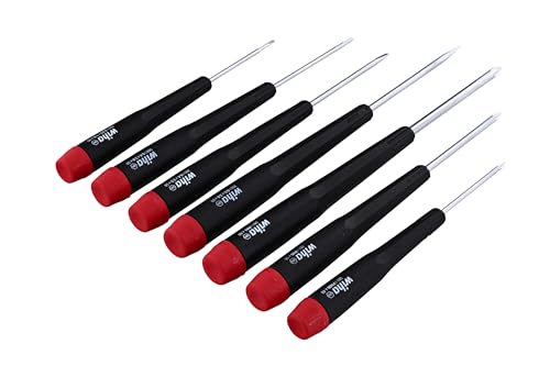 Wiha 26197 Precision Screwdriver Set, 7-Piece Mini Slotted & Phillips, PicoFinish Handles with Rotating Caps, Small Screwdrivers for Electronics & Fine Work