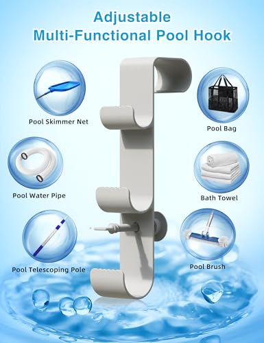 [Patented] POOLHOUR 3-Hook Pool Pole Hanger for Above Ground Pools