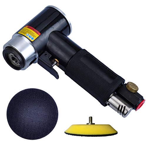 2" & 3" Dual Action Mini Air Sander, Random Orbital Pneumatic Polisher Kit with Pads & Accessories, High Speed Air Angle Sander for Auto Body, Wood, Metal, and Furniture Polishing - size: 2" and 3" pad