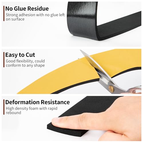 Yotache High Density Adhesive Foam Seal Tape 2" W X 1/4" T, Total 13 Ft - size: 2"x1/4"x13 FT