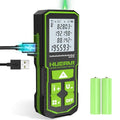 Huepar Professional Green Laser Measuring Tool 196ft, Digital Rechargeable Laser Distance Meter with Angle Sensor, 1/16in Accuracy, M/in/Ft Unit, Pythagorean Mode, Measure Distance, Area, Volume