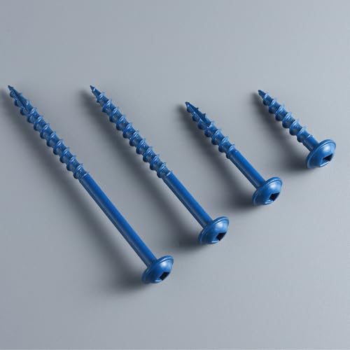 Pocket Hole Screws 1 1/4 Inch, 300Pcs, Anti-Rust Blue Coated Pocket Screws #8 x 1-1/4", Exterior Wood Screws, Coarse Thread, Washer Head Square Drive, Self-Tapping Tip, with Drive Bit - size: #8 x 1-1/4"