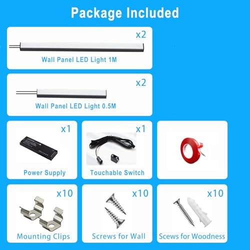LED Wall Panel Lights Black,Dimmable Wood Slat Wall Panel Strip Light 4PCS - size: Black-4PCS