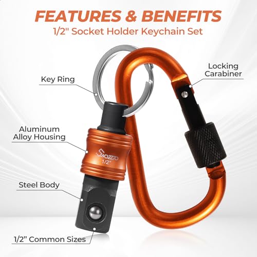 1/2" Socket Holder Keychain 3PCS Set,Drive Quick-Release & Lock Organizer - size: 3PCS-1/2'