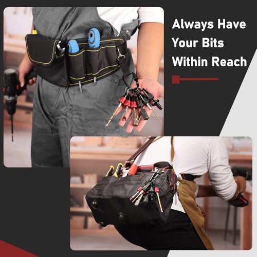 Enhanced Non-Slip Bit Holder 6pcs, 1/4 Drill Bit Holder, Bit Holder Key Chain, Impact Bit Holders for Impact Driver Drill Bit Extension Screwdriver & Drill Bits, w/Black Carabiner Gadget Gift for Men - color: Red&black