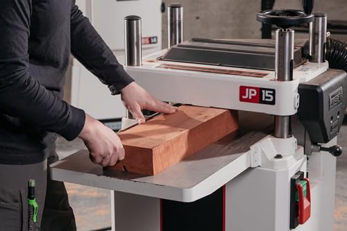 JET 15-Inch Thickness Planer for Woodworking, Helical Style Cutterhead with 2-Speed (16 FPM / 20 FPM) Feed Rate, 3 HP, 230V 1Ph (JPW-15BHH)