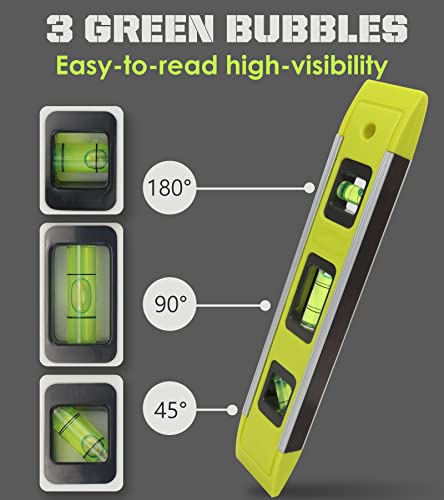 Level & Tool Magnetic Aluminum Reinforced Torpedo Level, 9", Green (1PCS) - style: 1PCS