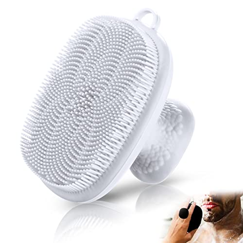 Silicone Face Scrubber for Men Facial Cleansing Brush Silicone Face Wash Brush Manual Waterproof Cleansing Skin Care Face Brushes for Cleansing and Exfoliating (White) - color: White