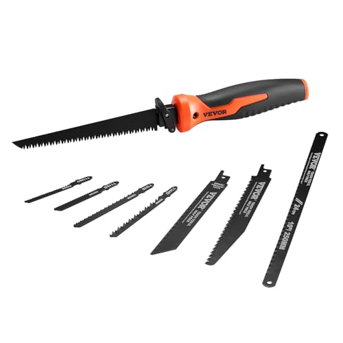 VEVOR Keyhole Saw, 6 in, Soft Grip Handle, 8-in-1 Multi-Blades Drywall, Triple Ground Teeth, for Cutting Drywall Wood Metel Plastic Plywood Wallboard Thin Sheet - size: 6 inch
