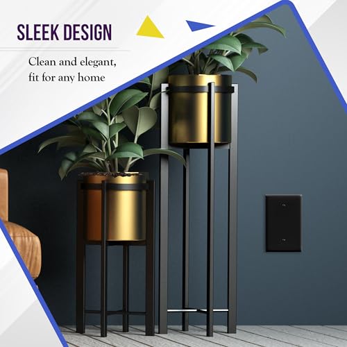 ENERLITES 5 Pack Oversized Blank Wall Plate Cover, 1-Gang, Black - color: Black, size: Over-Size