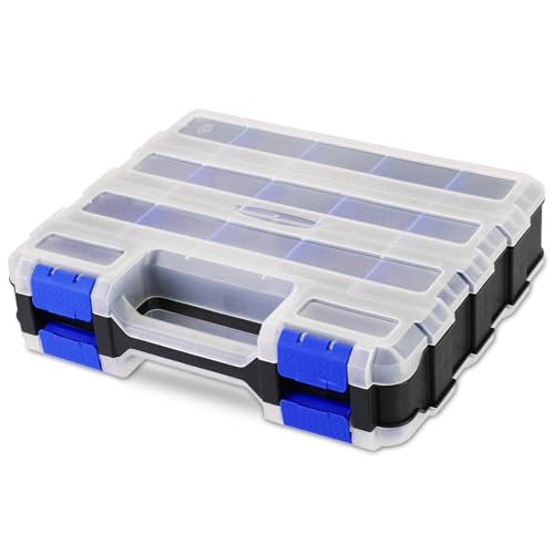 Small Parts Organizer Storage Case Tools Box 34-Compartments - color: Blue