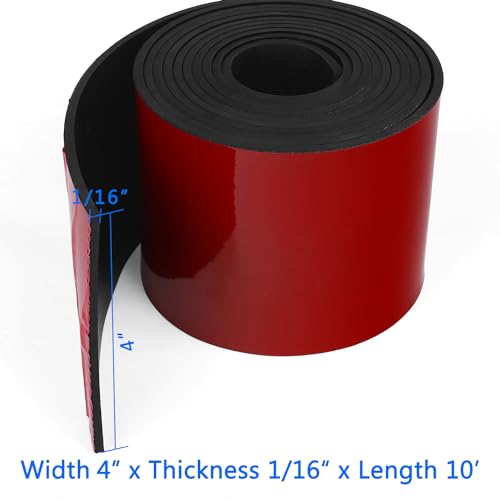 WochiTV Adhesive Solid Rubber Strips, 4" Wide x 1/16" Thick x 120" Long Self Stick Black Neoprene Rubber Rolls Perfect for DIY Insulation Cushion Gasket, Sealing, Liner, Weather Striping - size: 4" W X 120" L, style: 1/16" Thick Adhesive