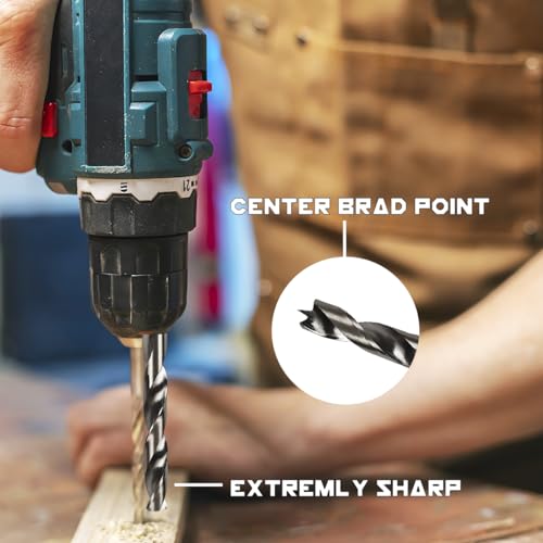 Narwhal Brad Point Wood Drill Bit Set (29 Pack with Storage Case) Carpenters Quality - Drill Splinter-Free Perfect Round Holes in All Types of Wood - style: 29 Pack