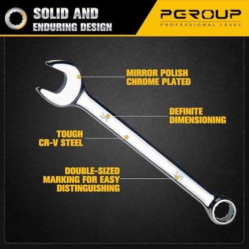 3/4" SAE Combination Wrench, CR-V Steel with Mirror Polish, 12-Point Design, 15-Degree Offset, Perfect for Auto Repair, Household, Car & Truck Emergency - size: 3/4"
