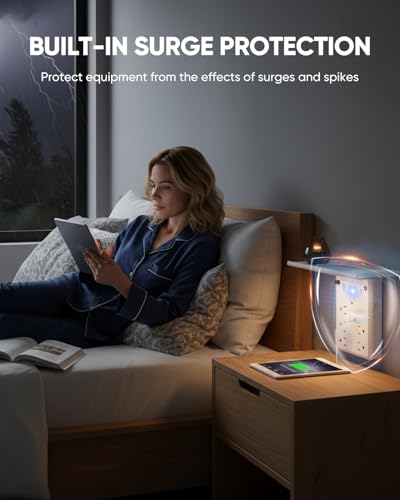 Saker Outlet Extender with Night Light, 6 AC, 4 USB, Surge Protector - style: Multi-Plug Outlet with Night Light
