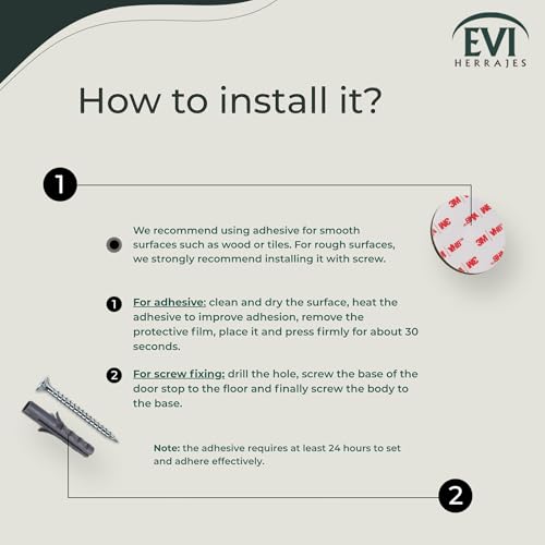 EVI Herrajes | Adhesive Door Stop | Threaded Base | W:1,1in H:0,8in | Leather Brass Finish | Silicone Black Rubber | Simple Fixation | 100% Functional | Mod. I-103/28 - color: Antique Leathe Brass