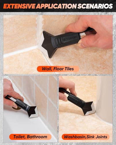 Saker Silicone Caulking Tool 3-in-1 Grout Removal Tool Classic Black - style: Classic Black