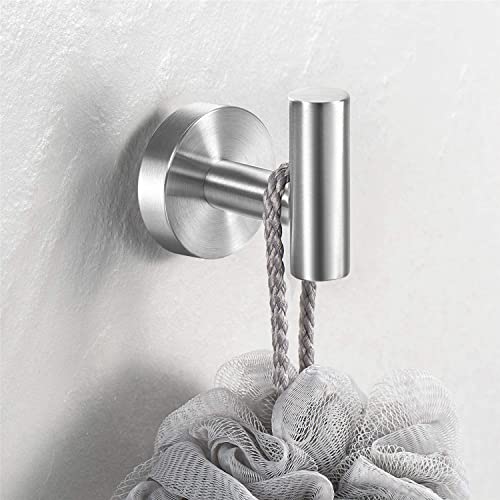 Vuzvuv Silver Brushed Nickel Stainless Steel Towel Hooks (2-Pack) | SUS304, Waterproof, Heavy Duty, Coat Robe Holder, Hooks for Bathroom Kitchen Hotel - color: Silver Wall Mounted