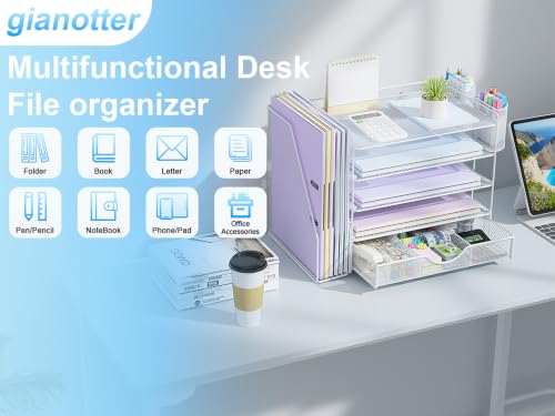 gianotter 5-Tier Desk Organizer with Drawers and File Holders - color: White, size: 5T