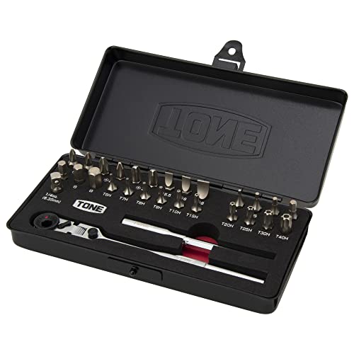 TONE Bit Ratchet Set BRFS27 1/4" Hex Shank Bit Black 27-Piece