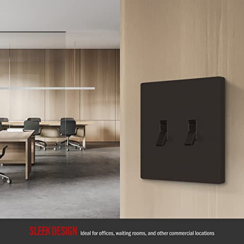 ENERLITES Screwless Double Toggle Light Switch Wall Plate Cover, Brown - color: Brown, size: Screwless