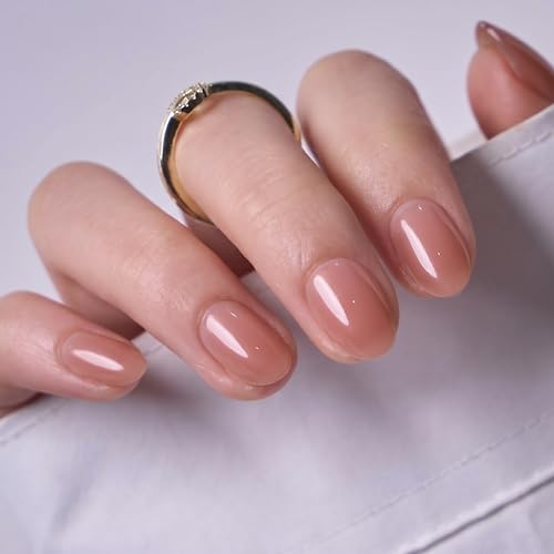 CurvLife Extra Short Almond Press On Nails, Peach Nude Pink, Soft Gel - color: A1 - Peach Nude