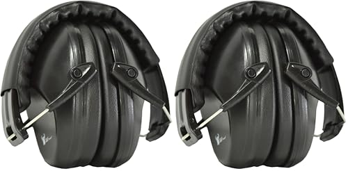 G & F PRODUCTS Earmuffs hearing protection with low profile passive folding design 26dB NRR and reduces up to 125dB, black (Pack of 2)