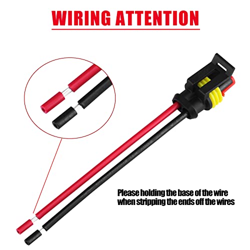 MUYI 2Pin Way 16AWG Waterproof Electrical Connector 2 Wire Connectors-5 Kit - style: 2wire connector(5 sets)
