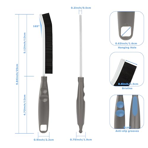2026 NEW Ergonomic Anti-Slip Handle Grout Brush, 4Pcs Crevice Cleaning Brush, Hard Bristle Multi-Purpose Cleaning Tools, Small Cleaning Brush for Household Use Kitchen Bathroom, Left Hand - size: 4Pcs, style: Left Hand