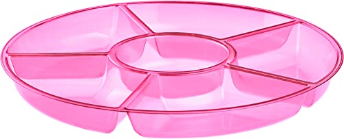 Plasticpro 6 Sectional Round Plastic Serving Tray/Platters Pink Pack of 2 - color: Pink