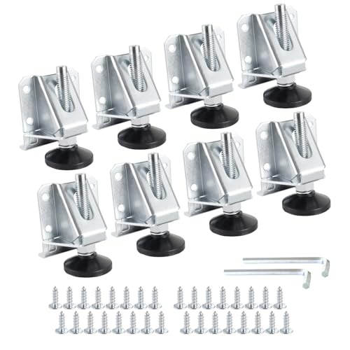 POWERTEC Leveling Feet 8PK, Heavy Duty Adjustable Furniture Leg Levelers with Nylon Foot, Screws & Lock Nuts for Workbenches, Cabinets, Tables & Shelving (71136-P2) - size: Set of 8, style: Leg Leveler