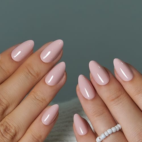 CurvLife Medium Almond Press On Nails, Milky Pink - color: A3 - Milky Pink