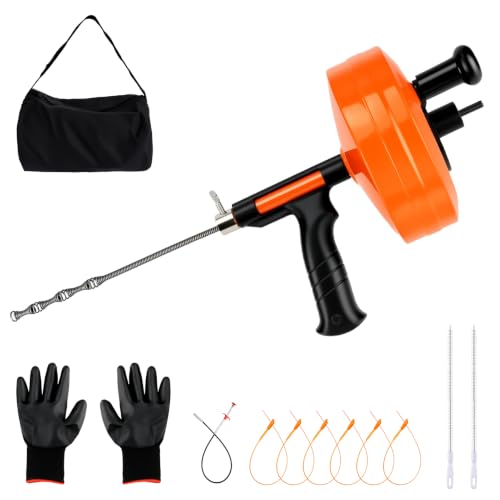 Drain Snake 50-Foot, Manual or Drill Powered Drain Auger
