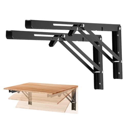 Ravinte Matte Black Folding Shelf Brackets, 18 Inch, 2 Pack - size: 18 Inch